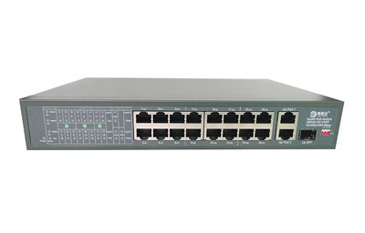 16 بندرونو کې 10 / 100M PoE + 2 Uplink Gigabit Ethernet بندر + 1 Gigabit بشپړونکی فایبر بندر، د سمارټ PoE ونجول